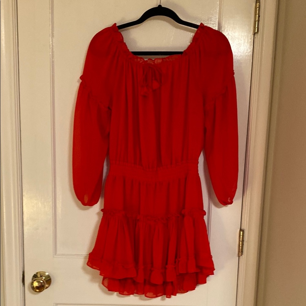 MISA los angeles red ruffled minidress size small. Excellent used condition.